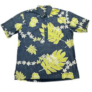 Reyn Spooner Shirt Mens Large Blue Green Hawaiian Aloha Popover Classic Fit